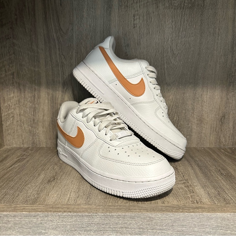 Nike Air Force 1 Low White & Tan Sneakers Size US 7 Women’s